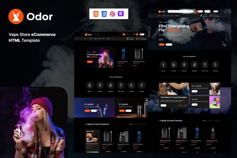 Подробнее о статье Скачайте HTML шаблон Odor для магазина вейпов и электроники | HTML шаблоны
