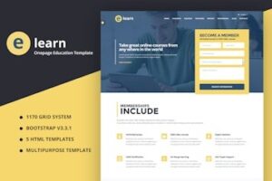 Подробнее о статье e-Learn – Одностраничный HTML-шаблон для образовательных проектов | HTML шаблоны
