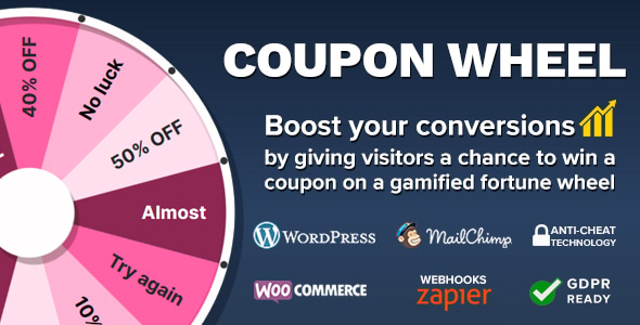 Подробнее о статье Coupon Wheel — рулетка купонов для WooCommerce | Плагины WordPress