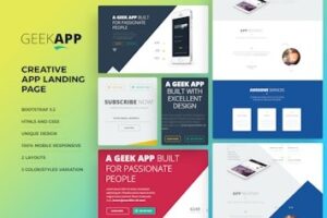 Подробнее о статье GeekApp — креативный HTML-шаблон для лендинга мобильного приложения | HTML шаблоны