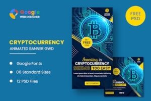 Подробнее о статье Cryptocurrency Bitcoin — анимированные баннеры для рекламы криптовалют | HTML шаблоны