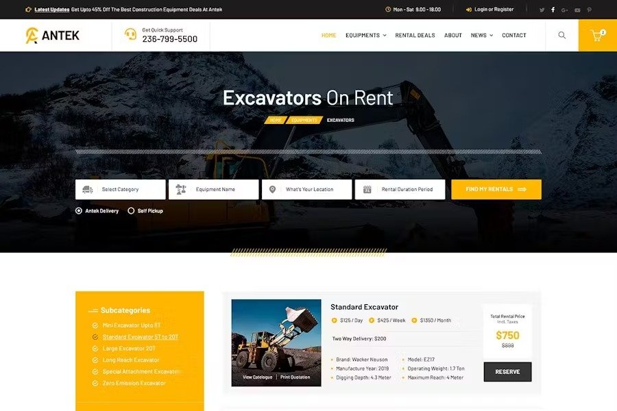 Подробнее о статье Antek — шаблон для аренды строительного оборудования | HTML шаблоны