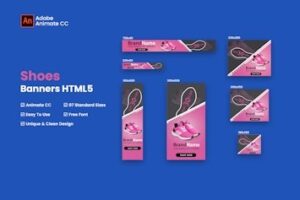 Подробнее о статье Shoes Banner Ad Animated HTML5 — анимационные баннеры для рекламы обуви | HTML шаблоны