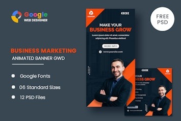 Подробнее о статье Business Grow Animated Banner GWD — анимированные баннеры для роста вашего бизнеса | HTML шаблоны