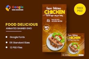 Подробнее о статье Анимированный баннер Food Chicken — решение для вашего бизнеса | HTML шаблоны