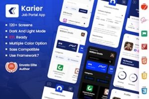 Подробнее о статье Job Portal Mobile App — шаблон для PWA на основе Framework7 | HTML шаблоны