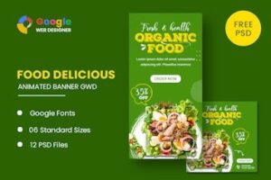 Подробнее о статье Organic Food Animated Banner GWD — баннеры для продвижения органической продукции | HTML шаблоны