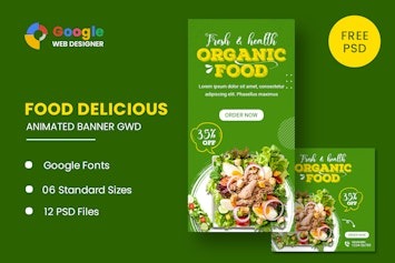 Вы сейчас просматриваете Organic Food Animated Banner GWD — баннеры для продвижения органической продукции | HTML шаблоны