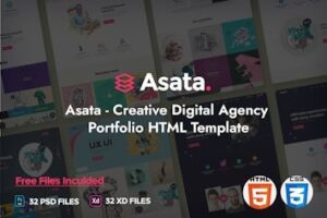 Подробнее о статье Asata — креативный шаблон для портфолио цифрового агентства | HTML шаблоны