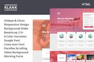 Подробнее о статье Klank — многофункциональная посадочная страница с Bootstrap | HTML шаблоны