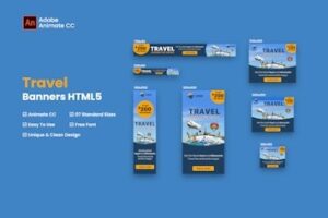 Подробнее о статье Travel Banner Ad HTML5 — шаблон для создания ярких баннеров | HTML шаблоны