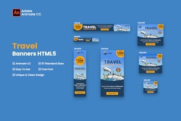 Подробнее о статье Travel Banner Ad HTML5 — шаблон для создания ярких баннеров | HTML шаблоны