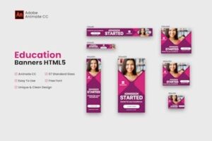 Подробнее о статье Education Banners HTML5 — создание ярких образовательных баннеров с Animate CC | HTML шаблоны