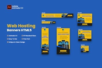 Подробнее о статье Hosting Website Banners HTML5 – баннеры для рекламы хостинга | HTML шаблоны