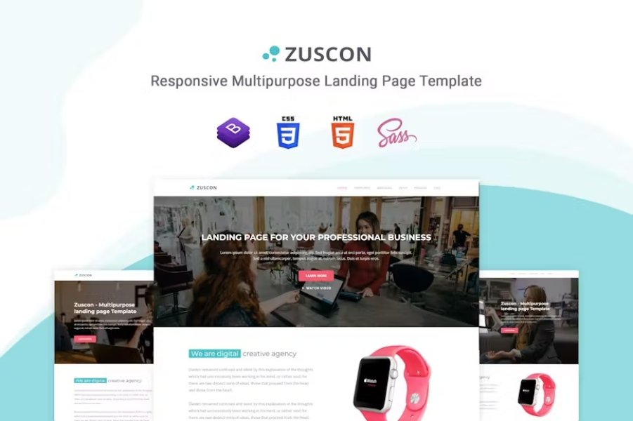 Подробнее о статье Zuscon — шаблон посадочной страницы на базе Bootstrap 5 | HTML шаблоны