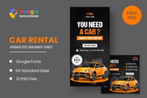 Подробнее о статье Rent A Car HTML5 Banner Ads GWD — баннеры для рекламы автопроката | HTML шаблоны