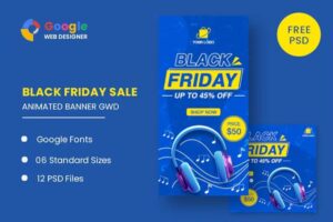 Подробнее о статье Black Friday Sale Headphone HTML5 Banner Ads GWD | HTML шаблоны