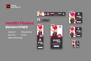 Подробнее о статье Health & Fitness HTML Banner Ads — баннеры для рекламы здоровья и фитнеса | HTML шаблоны