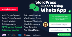 Подробнее о статье WordPress Support Using WhatsApp — удобный способ общения с клиентами через WhatsApp | Плагины WordPress