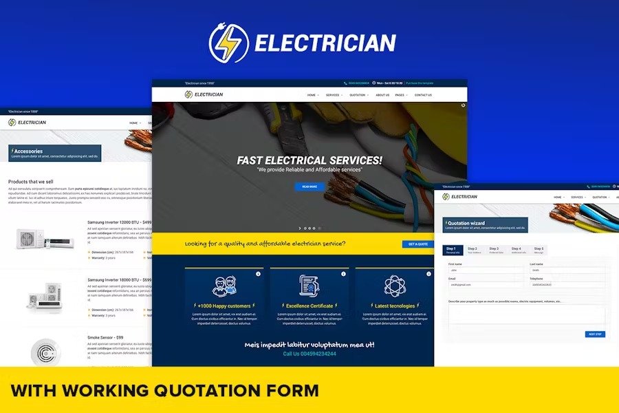 Подробнее о статье Electrician – HTML5-шаблон для компаний по электротехническим, ремонтным и строительным услугам | HTML шаблоны